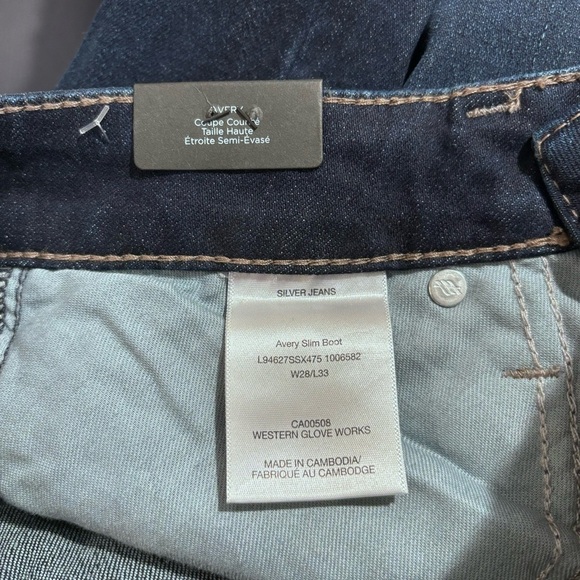 SILVER JEANS Sz 28 x 33 Avery Slim Boot Curvy Fit High Rise Dark Wash Jeans NEW - Picture 13 of 14